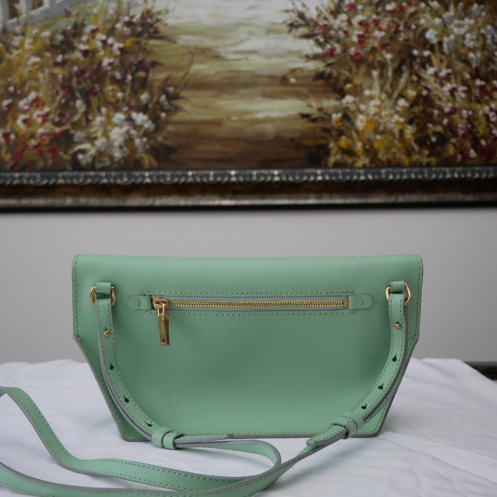 J.Crew Mint Green Leather Crossbody Flap Bag